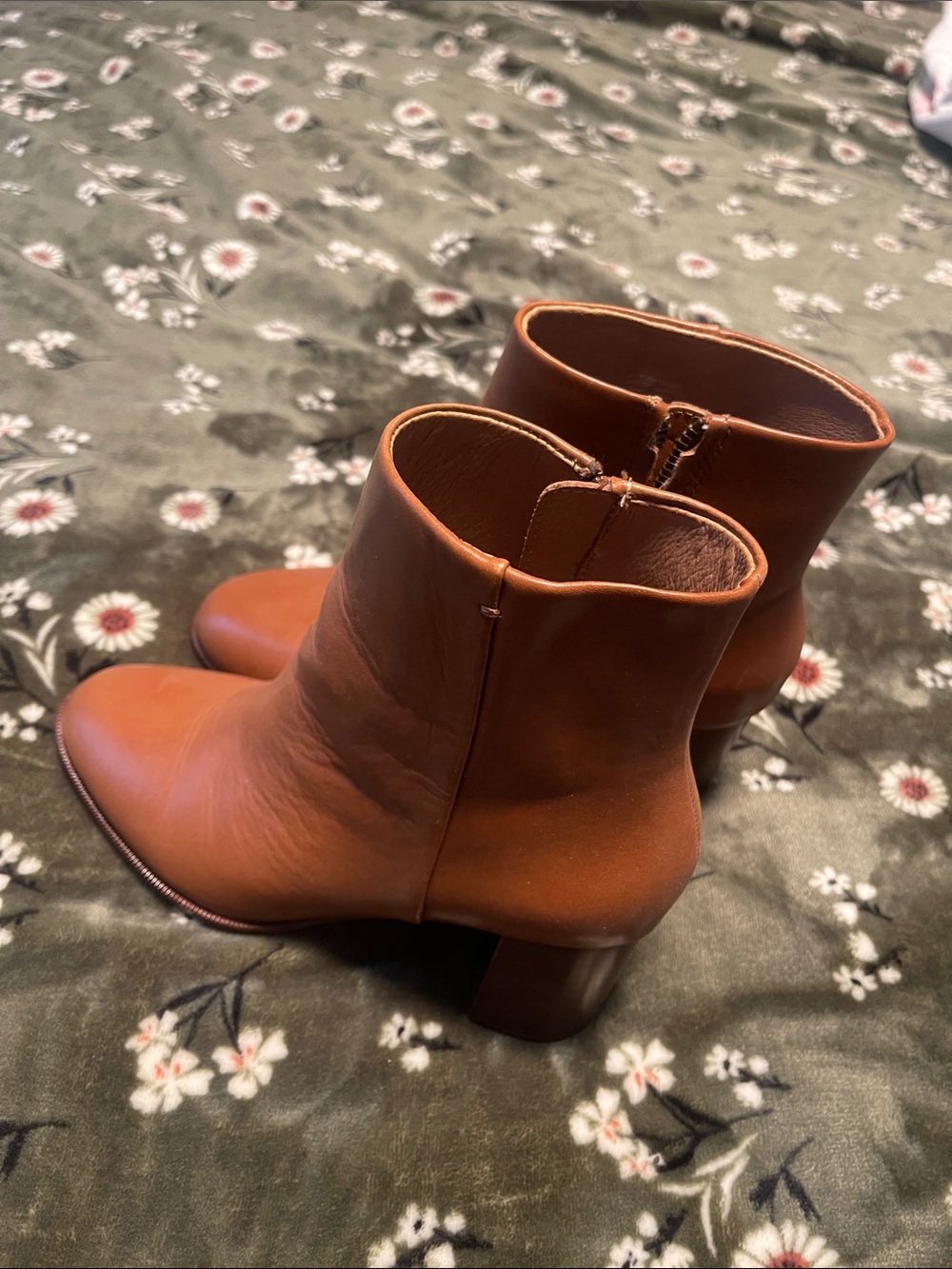 Madewell Women's Brown Leather Ankle Boots - Classic Block Heel 7 size